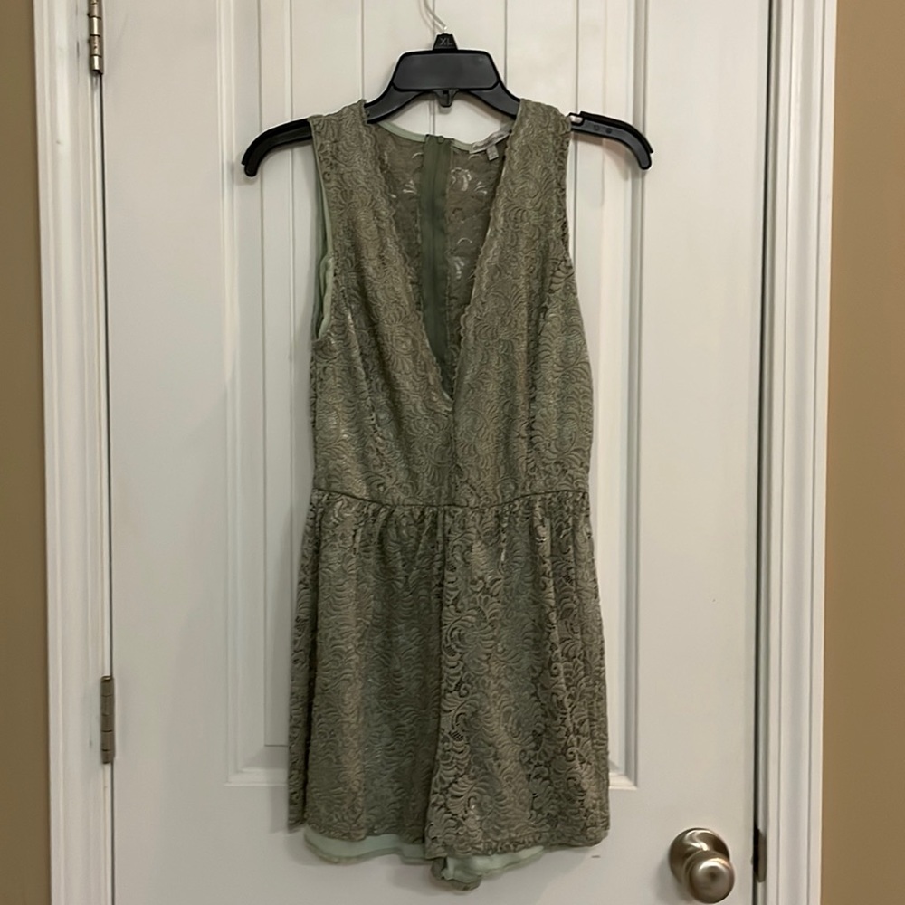 Charlotte Russe Olive Green Lace Romper